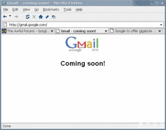 2004年3月31日，Gmail上线前一天主页显示的预告