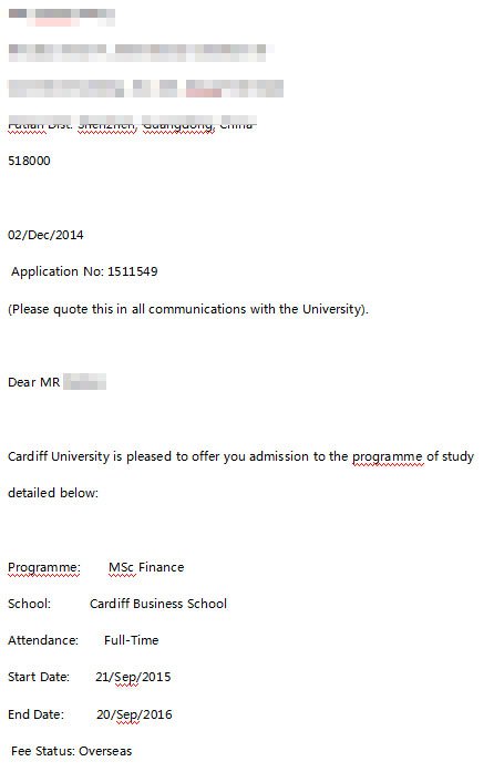 英国卡迪夫大学金融硕士申请条件