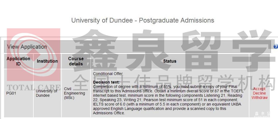 英国邓迪大学本科申请条件