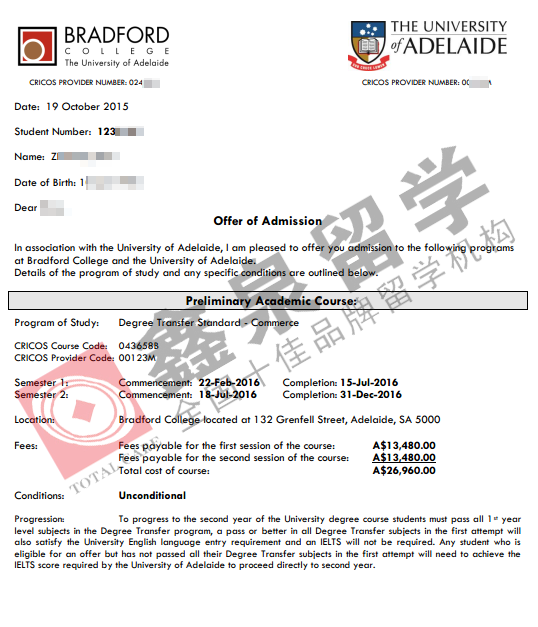 阿德莱德大学预科-布拉福德学院申请条件