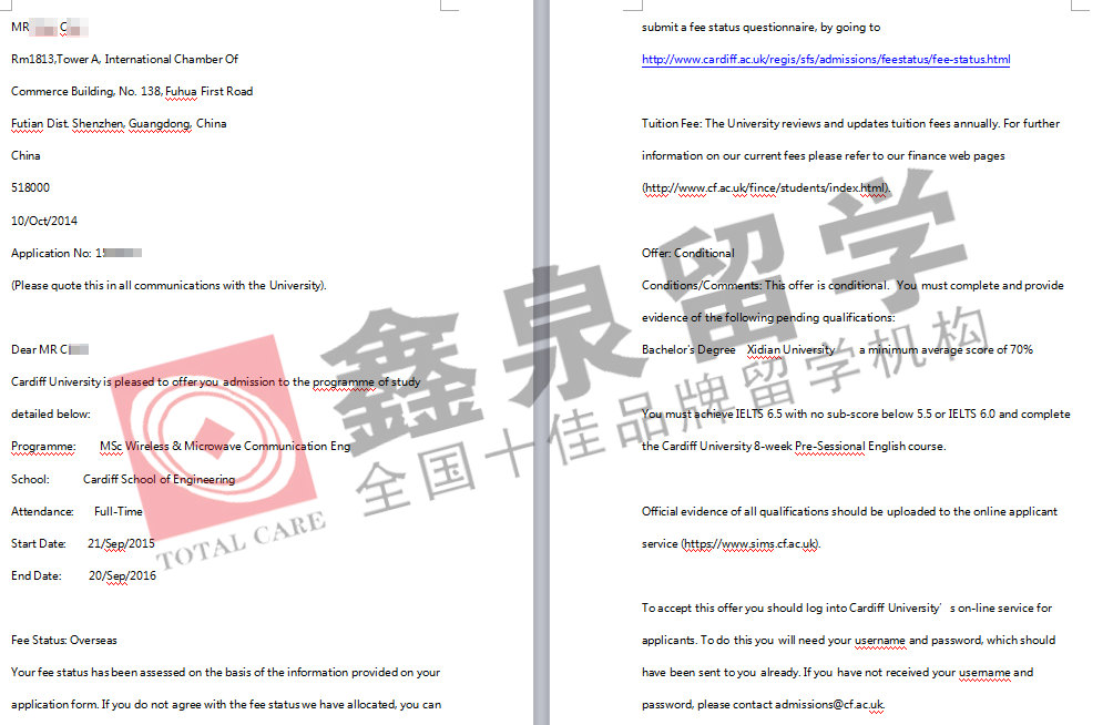 英国卡迪夫大学无线与微波通讯硕士申请条件